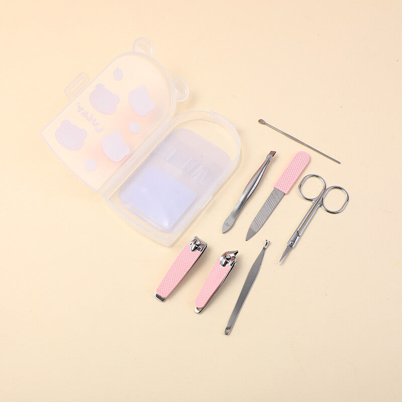 Set per manicure in silicone da sette pezzi della serie Strawberry bear