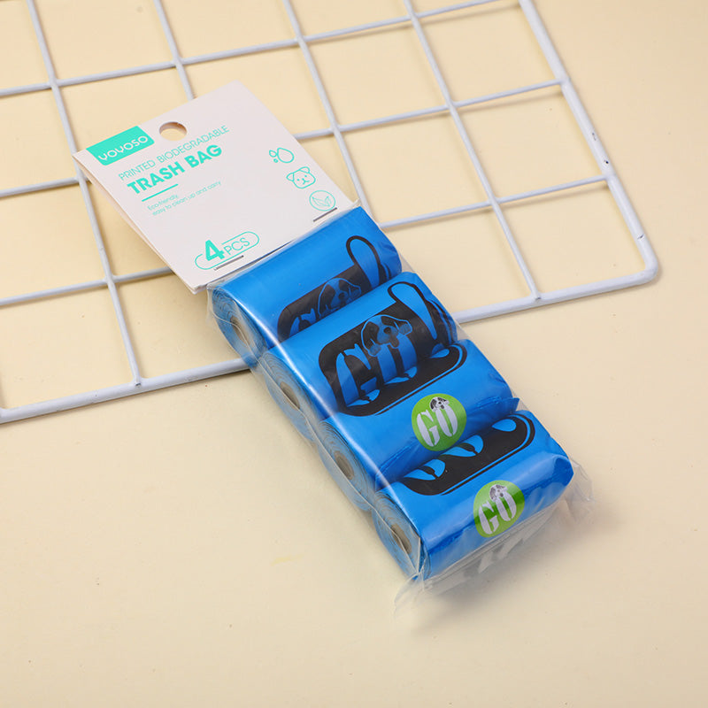 Sacchetto per la spazzatura biodegradabile stampato 4 pezzi-blu
