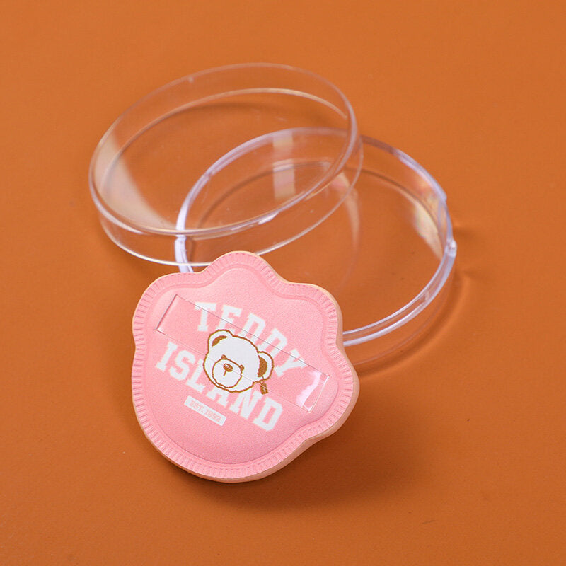 Simpatico piumino da cipria di zucchero filato con artigli della serie TEDDY ISLAND (con scatola portaoggetti)-rosa