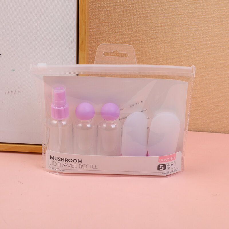 Set di bottiglie da viaggio con coperchio a fungo - 5 pezzi