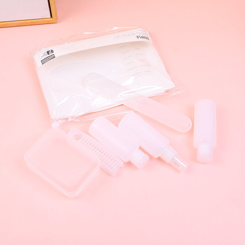 Set di flaconi da viaggio semplici: 7 pezzi (compreso pettine)