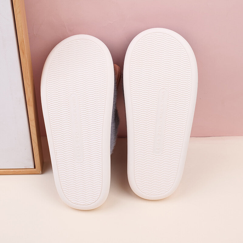 Simpatiche pantofole in cotone da uomo con orecchie di coniglio-grigio 42-43