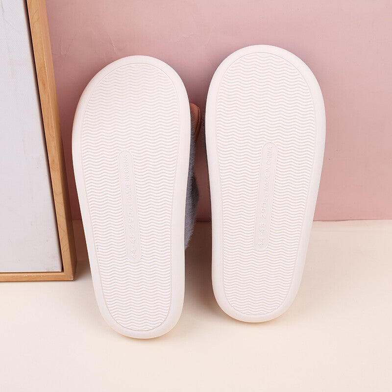 Simpatiche pantofole in cotone da uomo con orecchie di coniglio-grigio 44-45