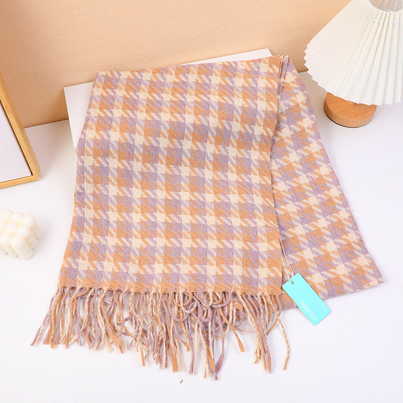 Sciarpa da donna pied de poule colorata-viola chiaro