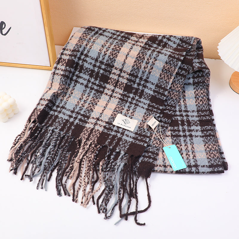 Sciarpa da donna a quadri-blu