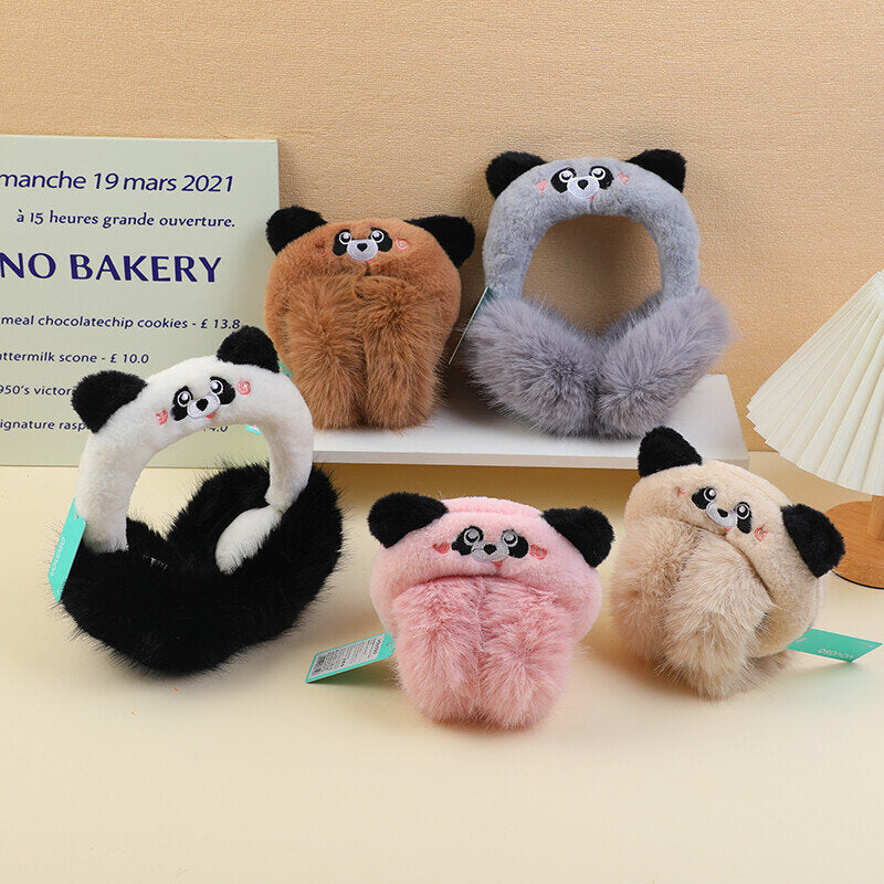 Paraorecchie pieghevoli in peluche a forma di panda