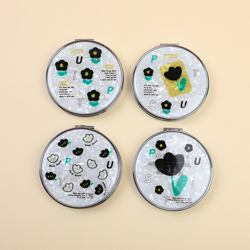 Specchio da principessa a conchiglia rotonda floreale semplice