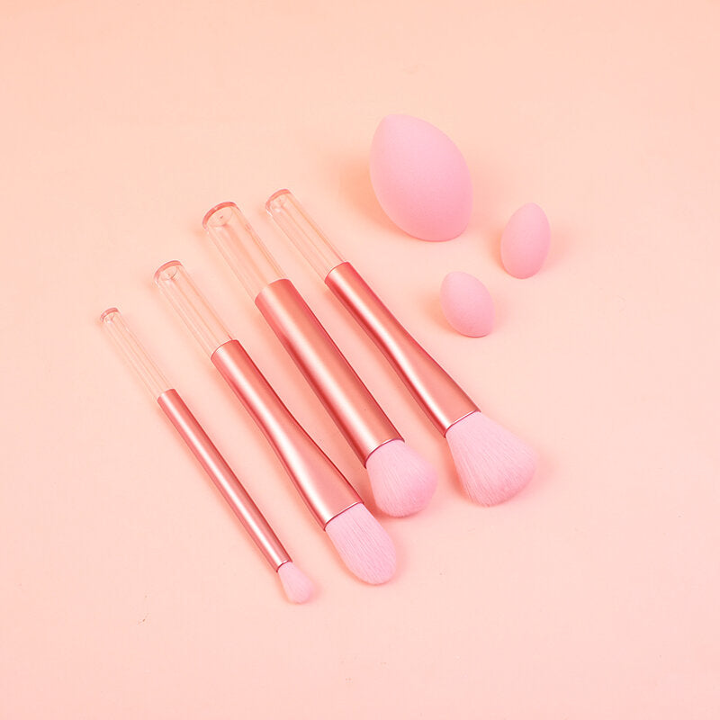 Set di pennelli per il trucco rosa e oro 7 pezzi