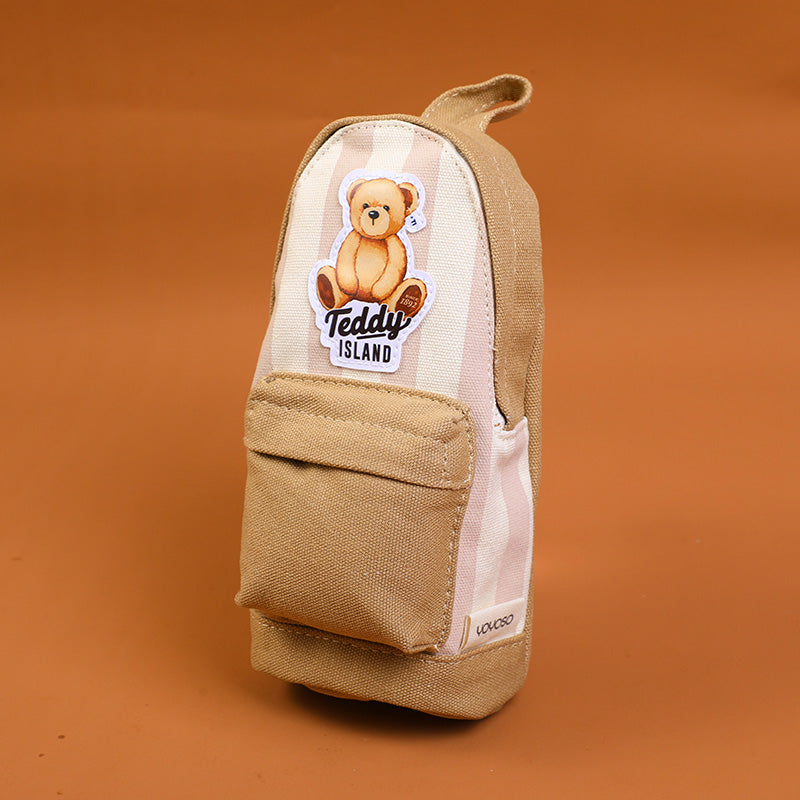 Astuccio portapenne con borsa della benedizione della serie TEDDY ISLAND-cachi