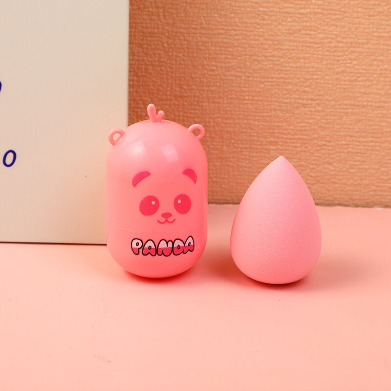 Scatola portaoggetti a forma di cartone animato, set di spugne per il trucco