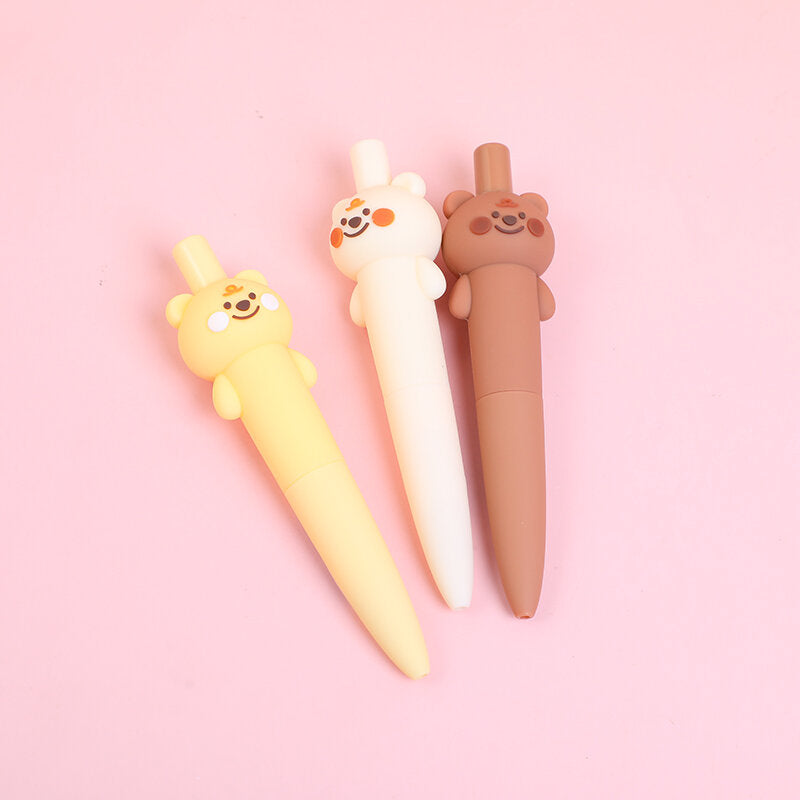 Penna gel a forma di orsetto con testa grande e formaggio - nera