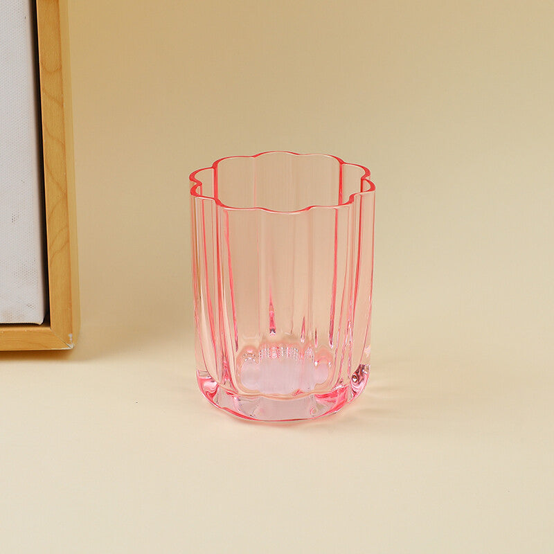 Tazza in vetro con bordo floreale - piccola (rosa)
