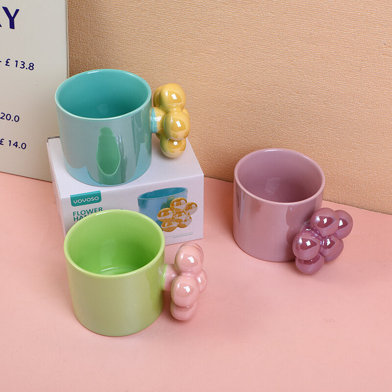 Tazza con manico a forma di fiore con luce perla-340ml