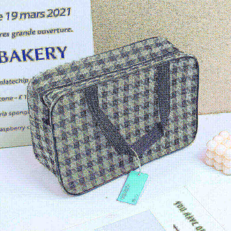 Borsa cosmetica lavabile con motivo a quadri (grande)