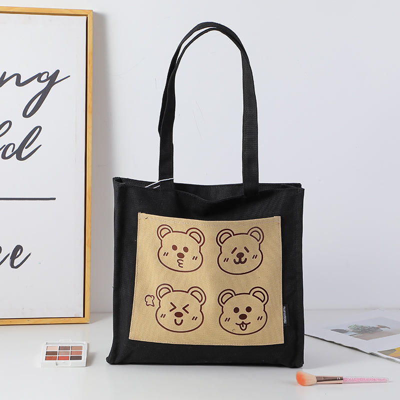 Borsa a tracolla con testa d'orso, nero