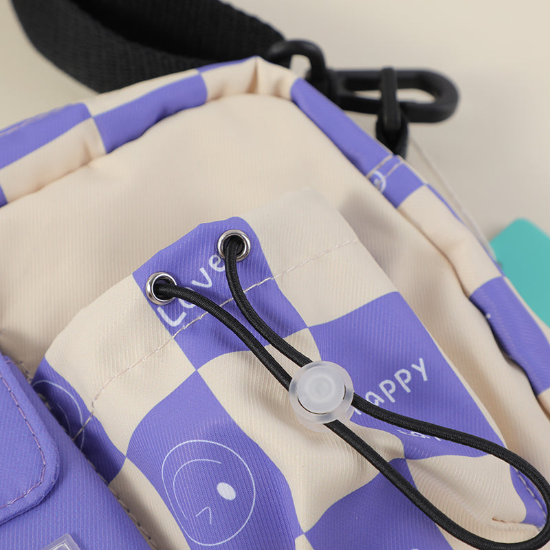 Borsa a tracolla con tasca a scacchi - blu