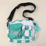 Borsa a tracolla con tasca a scacchi, verde