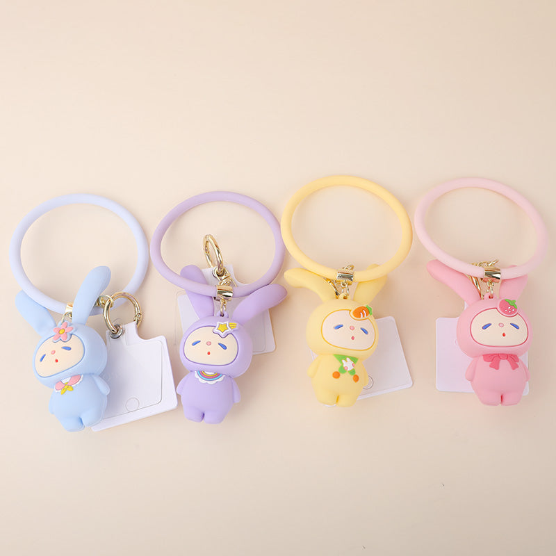 Orecchie di coniglio gonfiabili in silicone decompressione portachiavi divertente