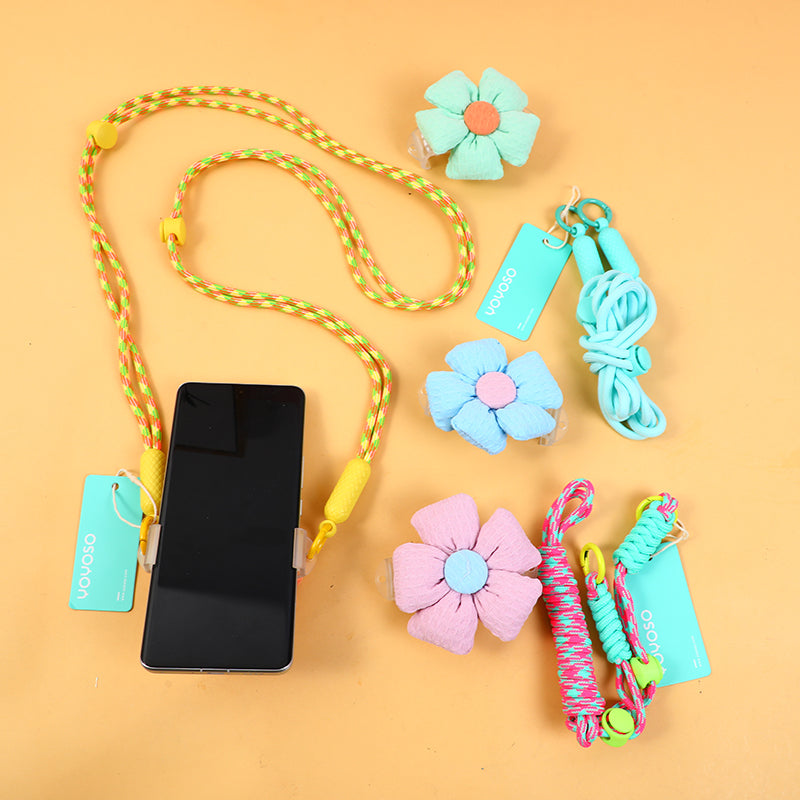 Ciondolo a forma di fiore per telefono crossbody in stile INS