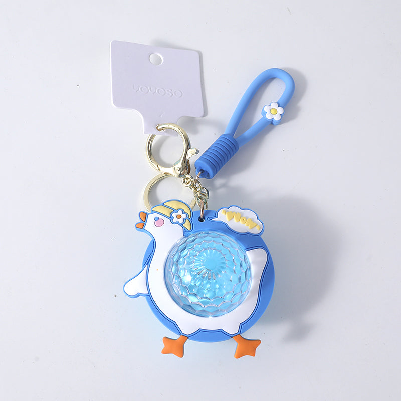 Portachiavi a luce ambiente con anatra in corda con cappello