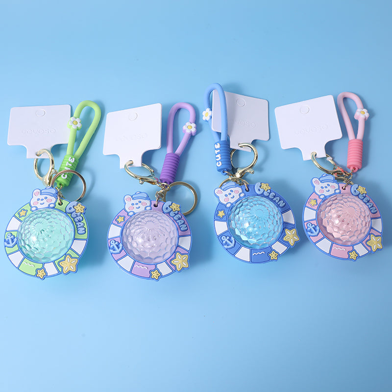 Portachiavi a luce d'ambiente con coniglio in corda-viaggio