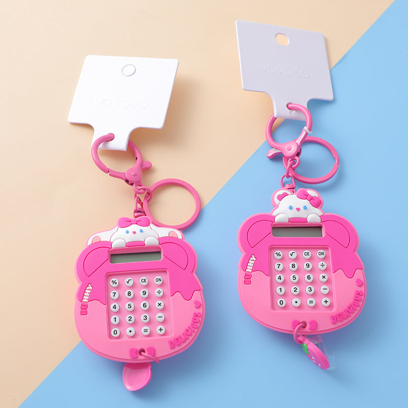 Portachiavi con calcolatrice per coniglio Bibi e orso Didi