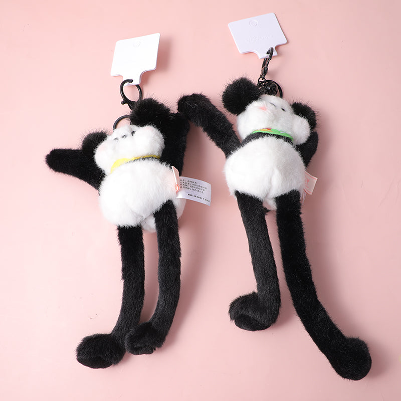 Portachiavi elasticizzato in peluche del panda grasso che sta a casa