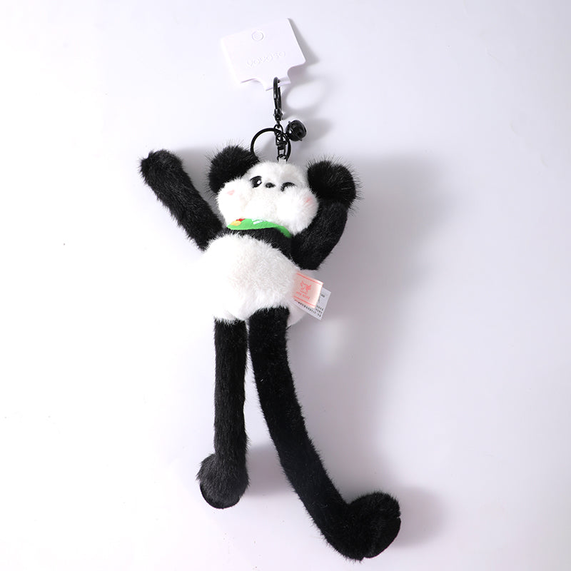 Portachiavi elasticizzato in peluche del panda grasso che sta a casa