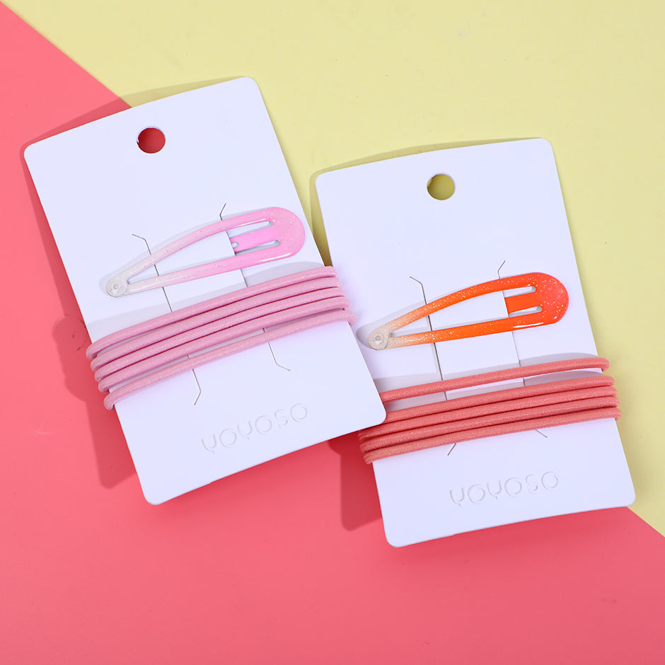 Set di accessori per capelli con gocce d'olio rosa brillante