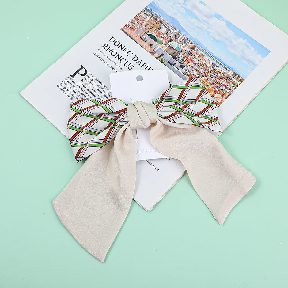 Fermaglio per Capelli con Fiocco a Quadri Color Block