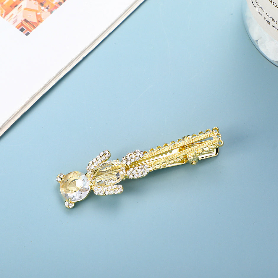 Forcina per capelli a forma di orso di cristallo bianco