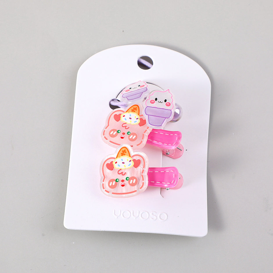 Set di accessori per capelli per bambini da dessert 4 pz