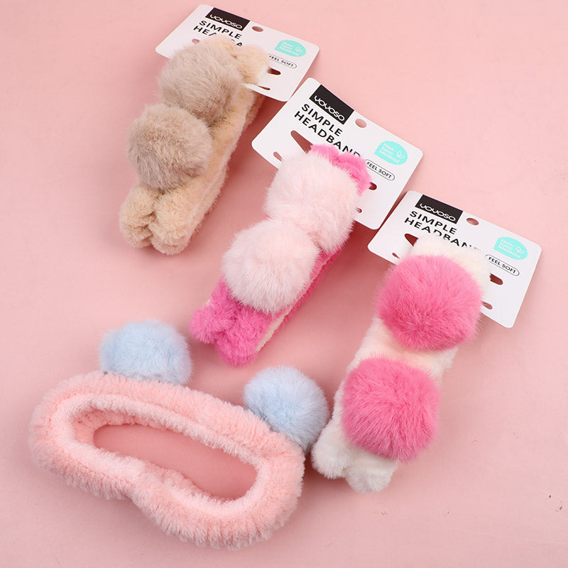 Fascia per capelli con palla di pelo carina