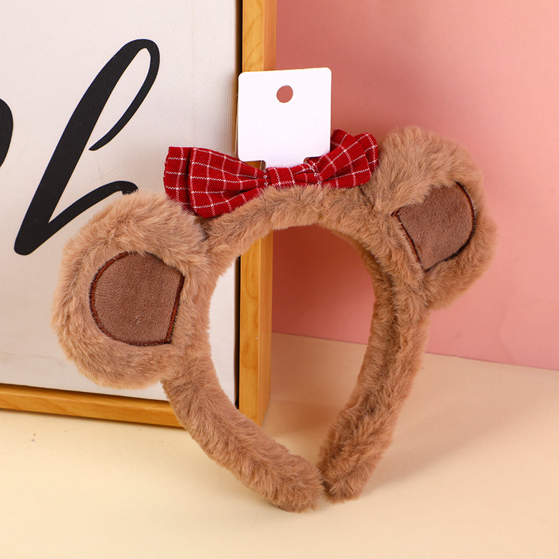 Cerchietti per capelli 3D con testa di orso e fiocco