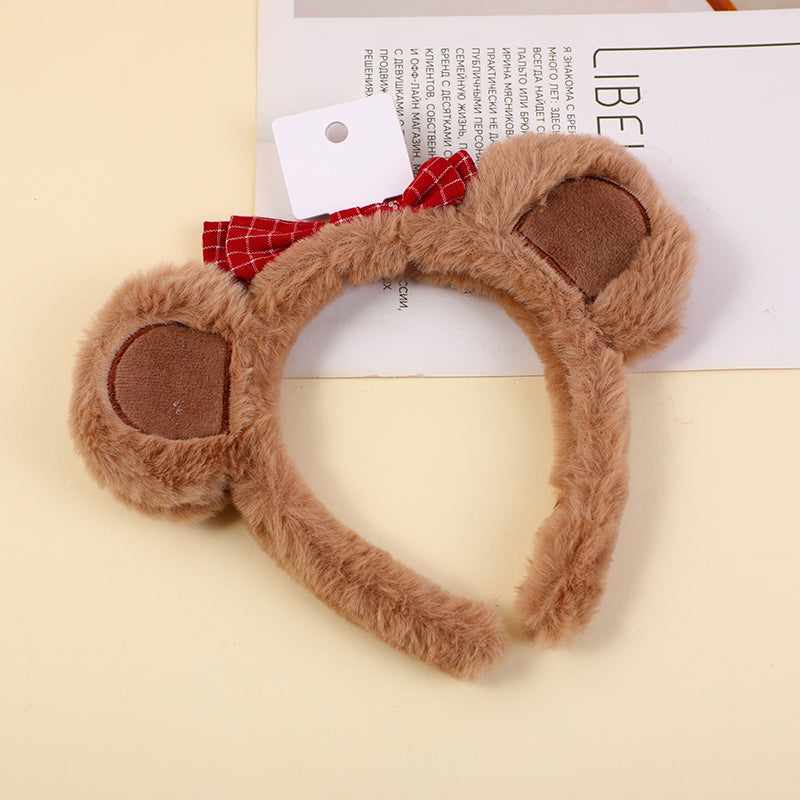 Cerchietti per capelli 3D con testa di orso e fiocco