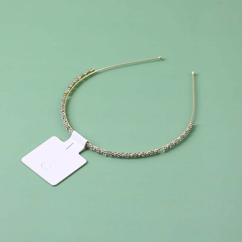 Cerchietti per capelli in lega di perle e strass alla moda-1