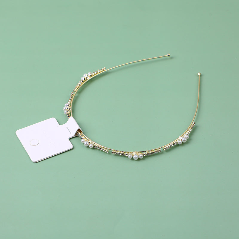 Cerchietti per capelli in lega di perle di strass moda-7