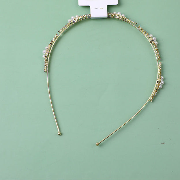 Cerchietti per capelli in lega di perle di strass moda-7