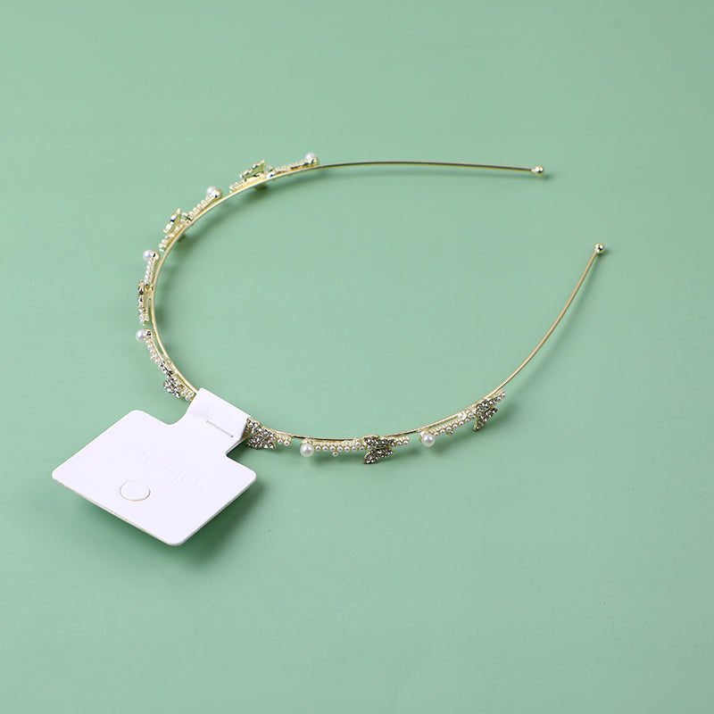 Cerchietti per capelli in lega di perle di strass moda-9