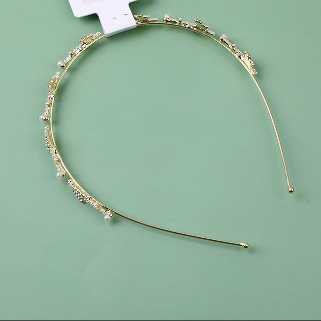Cerchietti per capelli in lega di perle di strass moda-9