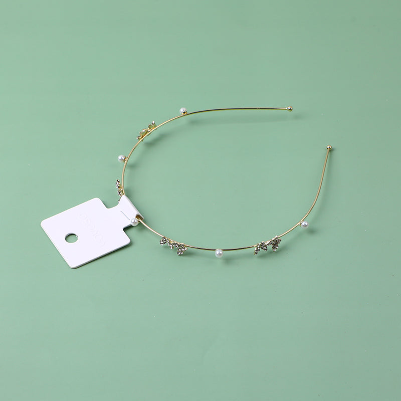 Cerchietti per capelli in lega di perle di strass moda-11