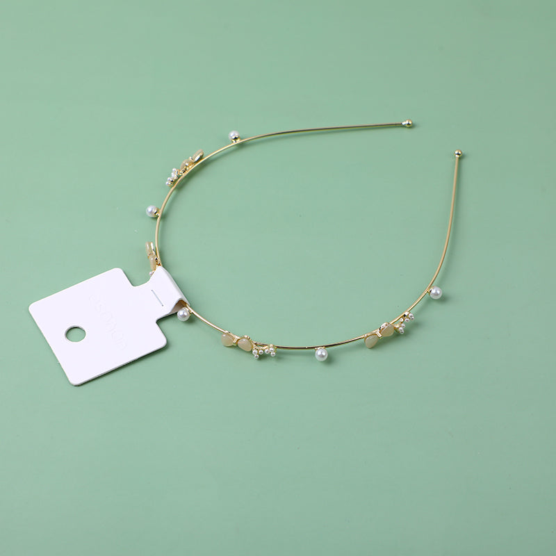 Cerchietti per capelli in lega di perle di strass moda-14