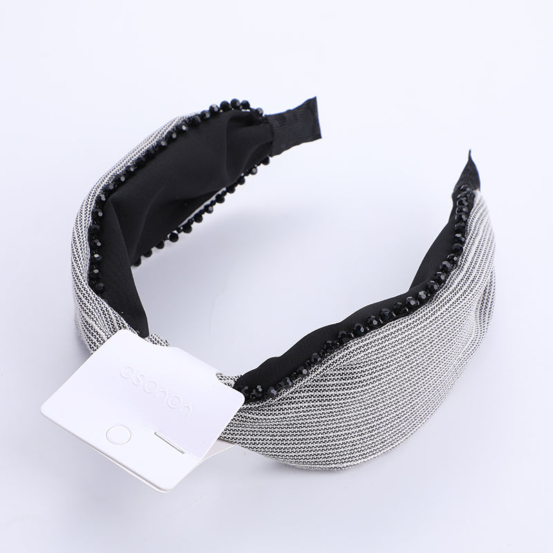 Cerchietti per capelli semplice in tessuto a scacchi-3