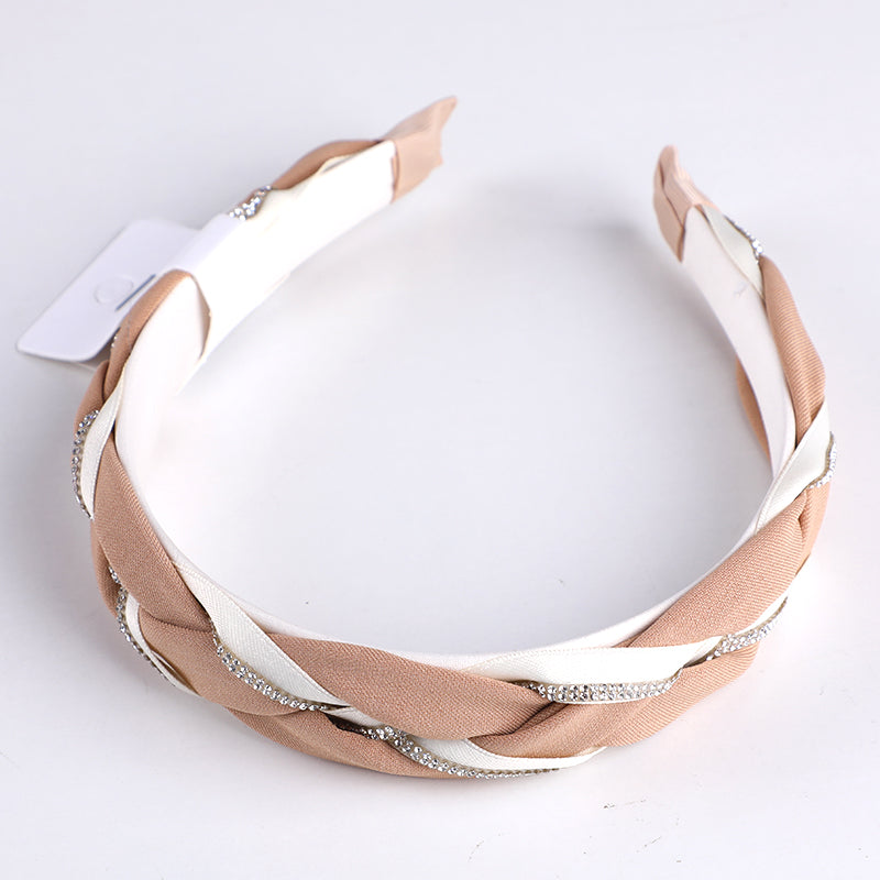 Cerchietti per capelli con treccia di strass in tessuto monocromatico