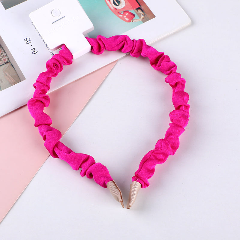 Cerchietti per capelli con pieghe in serie rosso rosato