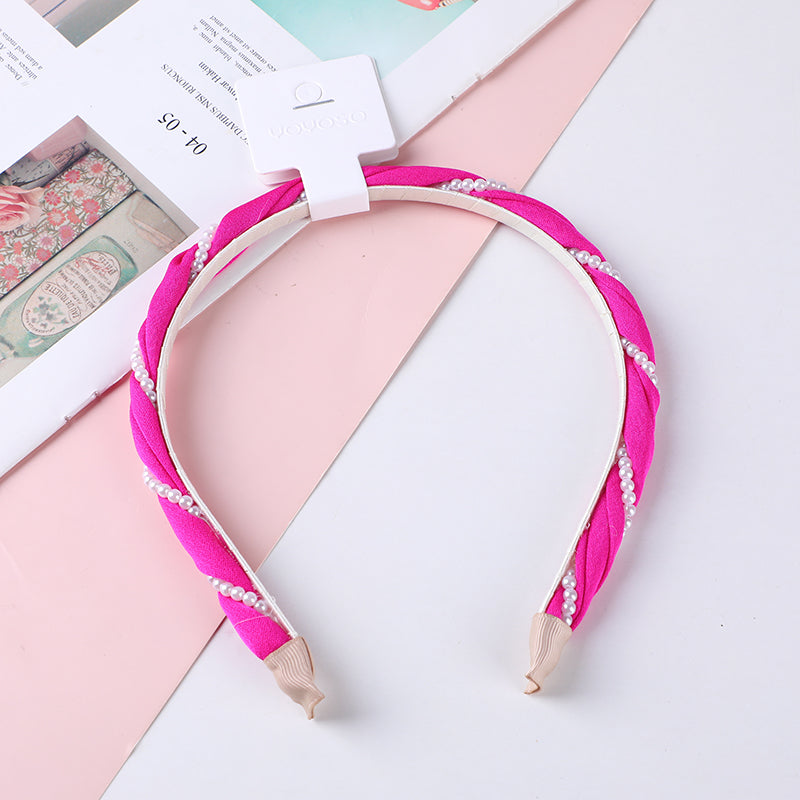 Cerchietti per capelli lavorato a maglia in serie rosso rosa con dila