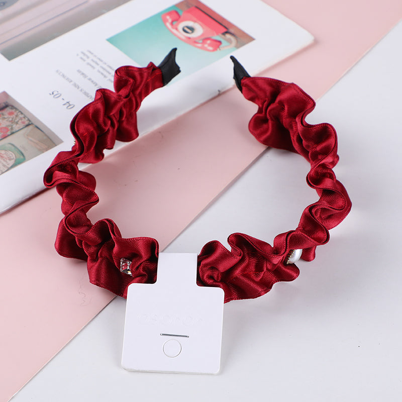 Cerchietti per capelli arricciata serie rossa con strass