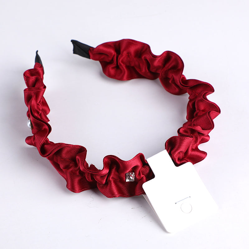 Cerchietti per capelli arricciata serie rossa con strass