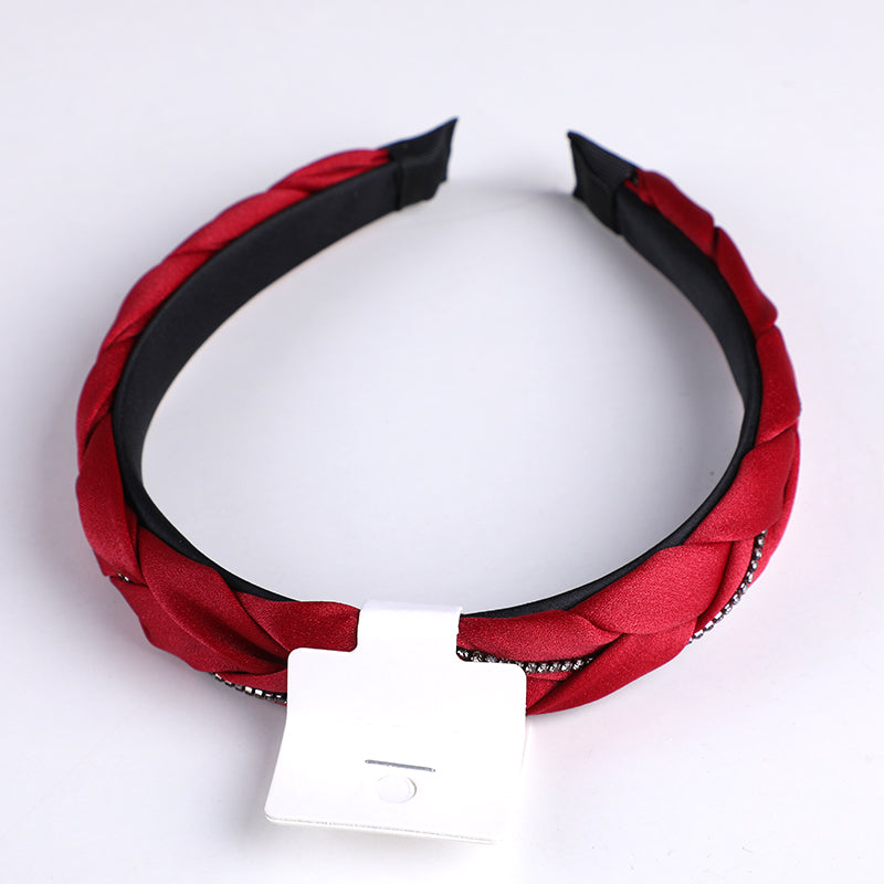 Cerchietti per capelli con treccia rossa e strass