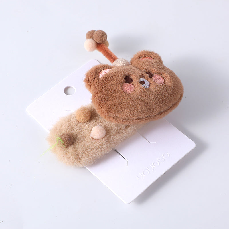 Fermaglio per capelli in tessuto con orsetto-1